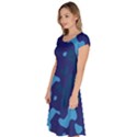 Blue Camouflage Pattern Classic Short Sleeve Dress View2