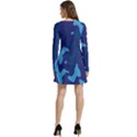 Blue Camouflage Pattern Long Sleeve Velour Skater Dress View4
