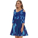 Blue Camouflage Pattern Shoulder Cut Out Zip Up Dress View2