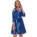 Blue Camouflage Pattern Shoulder Cut Out Zip Up Dress View3