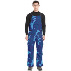 Blue Camouflage Pattern Men s Side Zip Front Pouch Ski And Snowboard Bib Pants	
