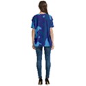 Blue Camouflage Pattern V-Neck Split Shoulder Casual T-Shirt View4