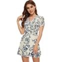 Blue Vintage Background V-Neck High Waist Chiffon Mini Dress View2