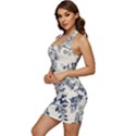 Blue Vintage Background Sleeveless Wide Square Neckline Ruched Bodycon Dress View2