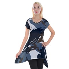 Blue Winter Camouflage, Military Camouflage Short Sleeve Side Drop Tunic