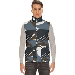Blue Winter Camouflage, Military Camouflage Men s High Neck Button Up Puffer Vest