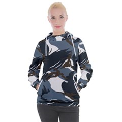 Blue Winter Camouflage, Military Camouflage Women s Hooded Pullover