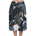 Blue Winter Camouflage, Military Camouflage Velvet Flared Midi Skirt View1