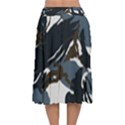 Blue Winter Camouflage, Military Camouflage Velvet Flared Midi Skirt View2