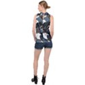 Blue Winter Camouflage, Military Camouflage High Neck Satin Top View2