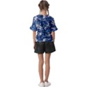 Blue, Camouflage, Cool, Navy, New, Pattern Kids  V-Neck Horn Sleeve Blouse View2
