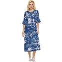 Blue, Camouflage, Cool, Navy, New, Pattern Double Cuff Midi Dress View1