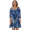 Blue, Camouflage, Cool, Navy, New, Pattern Shoulder Cut Out Zip Up Dress View1