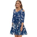 Blue, Camouflage, Cool, Navy, New, Pattern Shoulder Cut Out Zip Up Dress View2