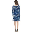 Blue, Camouflage, Cool, Navy, New, Pattern Long Sleeve V-neck skater dress with Pockets View4