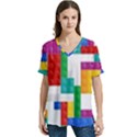 Colorful Bricks, Bricks, Colorful V-Neck Split Shoulder Casual T-Shirt View1