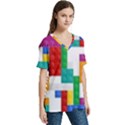 Colorful Bricks, Bricks, Colorful V-Neck Split Shoulder Casual T-Shirt View3