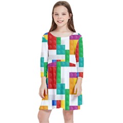 Colorful Bricks, Bricks, Colorful Kids  Quarter Sleeve Skater Dress