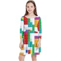 Colorful Bricks, Bricks, Colorful Kids  Quarter Sleeve Skater Dress View1