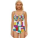 Colorful Bricks, Bricks, Colorful Knot Front One-Piece Swimsuit View1