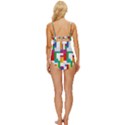Colorful Bricks, Bricks, Colorful Knot Front One-Piece Swimsuit View4