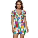 Colorful Bricks, Bricks, Colorful Low Cut Cap Sleeve Mini Dress View1