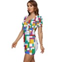 Colorful Bricks, Bricks, Colorful Low Cut Cap Sleeve Mini Dress View2