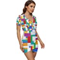 Colorful Bricks, Bricks, Colorful Low Cut Cap Sleeve Mini Dress View3