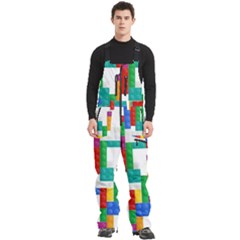 Colorful Bricks, Bricks, Colorful Men s Front Zip Ski And Snowboard Bib Pants