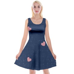 Corazones, Blue, Pattern Reversible Velvet Sleeveless Dress