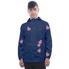 Corazones, Blue, Pattern Men s Front Pocket Pullover Windbreaker