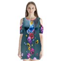 Falling Flowers, Art, Coffee Cup Shoulder Cutout Velvet One Piece View1