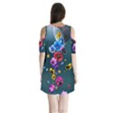 Falling Flowers, Art, Coffee Cup Shoulder Cutout Velvet One Piece View2