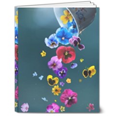 Falling Flowers, Art, Coffee Cup 7  X 9  Hardcover Notebook