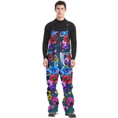 Falling Flowers, Art, Coffee Cup Men s Front Zip Ski And Snowboard Bib Pants