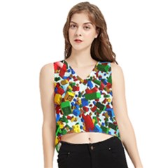 Falling Lego Bricks, Desenho, Fall, Games V-neck Cropped Tank Top