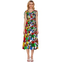 Falling Lego Bricks, Desenho, Fall, Games V-neck Drawstring Shoulder Sleeveless Maxi Dress