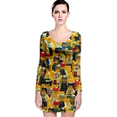 Lego People, Games Long Sleeve Velvet Bodycon Dress
