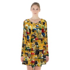 Lego People, Games Long Sleeve Velvet V-neck Dress