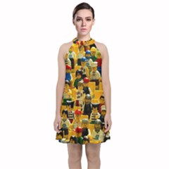 Lego People, Games Velvet Halter Neckline Dress 