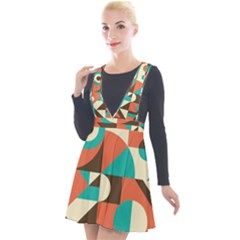 Retro Colorful Background, Retro Abstraction Plunge Pinafore Velour Dress
