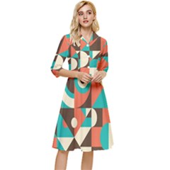 Retro Colorful Background, Retro Abstraction Classy Knee Length Dress