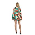 Retro Colorful Background, Retro Abstraction Round Neck Long Sleeve Bohemian Style Chiffon Mini Dress View4