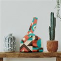Retro Colorful Background, Retro Abstraction Japanese Wrist Knot Bag View3