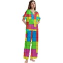 Tetris , Games, Rainbow Short Sleeve Long Pants Satin Pajamas Set View3