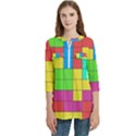 Tetris , Games, Rainbow Women s Zip Front V-Neck 3/4 Sleeve Casual Top Pocket Shirt View1