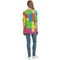 Tetris , Games, Rainbow Women s Zip Front V-Neck 3/4 Sleeve Casual Top Pocket Shirt View4