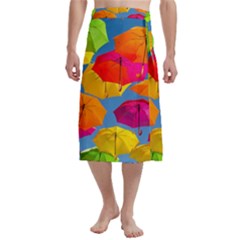 Umbrella, Colorful, Positive, Sky, Rainbow Traditional Men s Hawaiian Lavalava Ie Faitaga Wrap Skirt