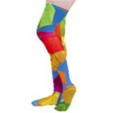 Umbrella, Colorful, Positive, Sky, Rainbow Thigh High Stockings View3