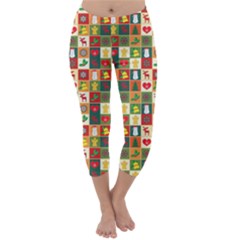 Template Christmas Pattern Capri Winter Leggings 